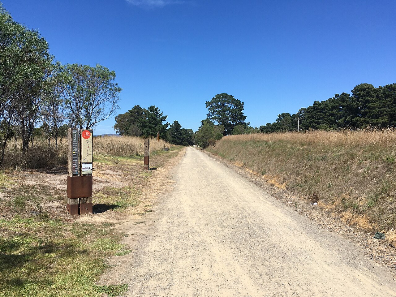 Gravel trail through a former railway cutting