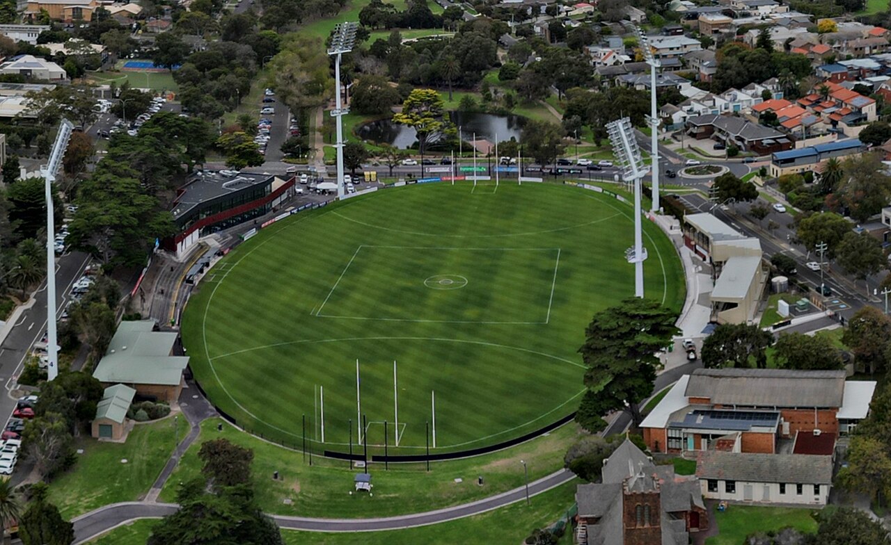 Aerial view of the oval at Frankston Park