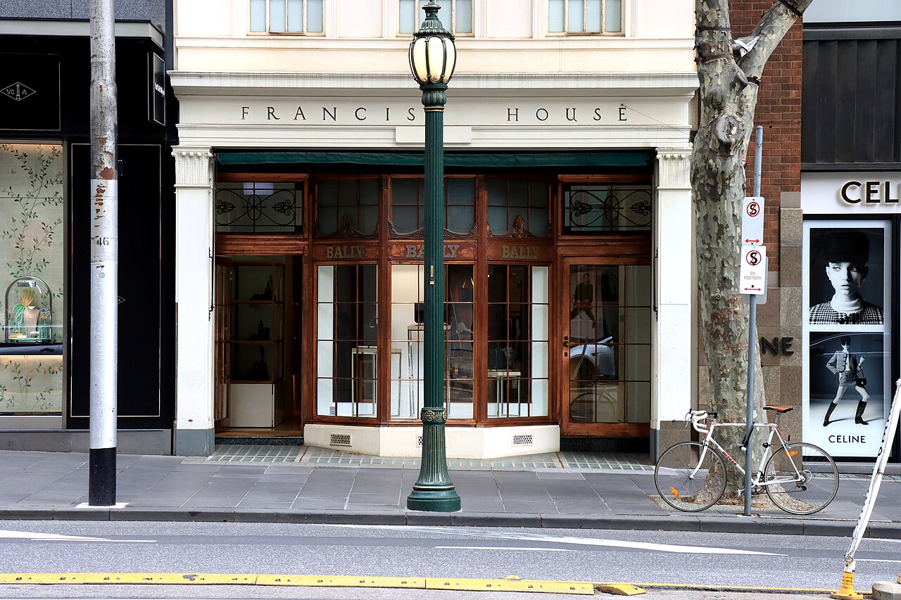 Front of Francis House, a heritage building on Collins Street