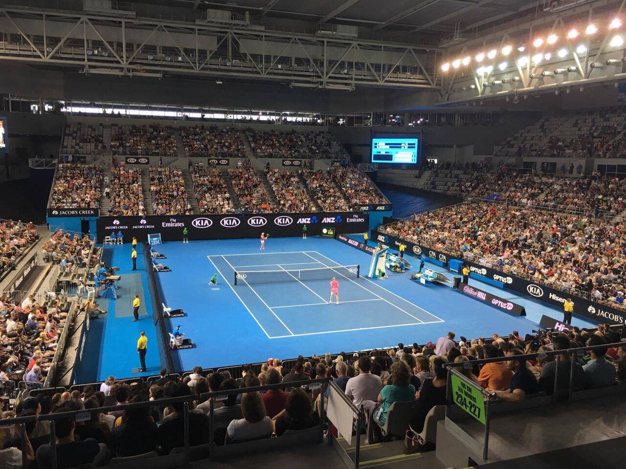 Tennis court inside Hisense Arena