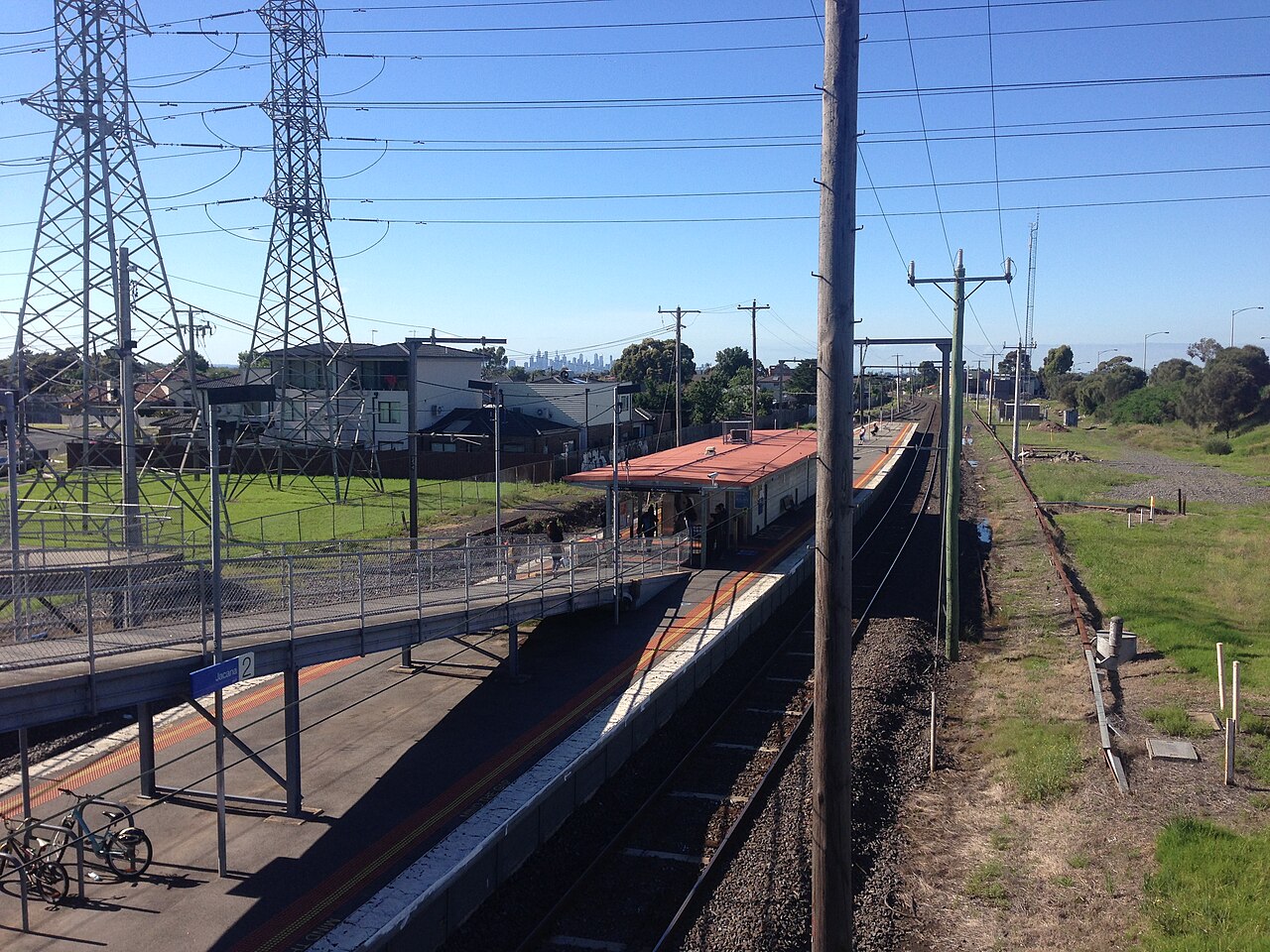 Jacana railway station beside powerlines