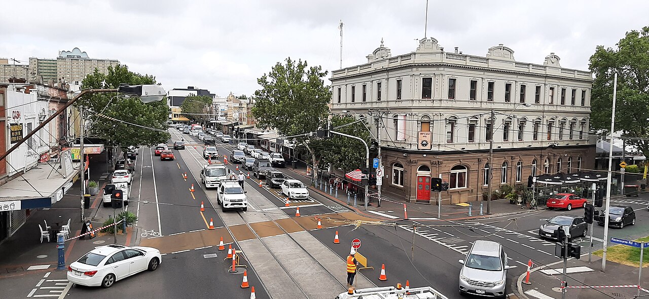 Street in Kensington with a corner hotel