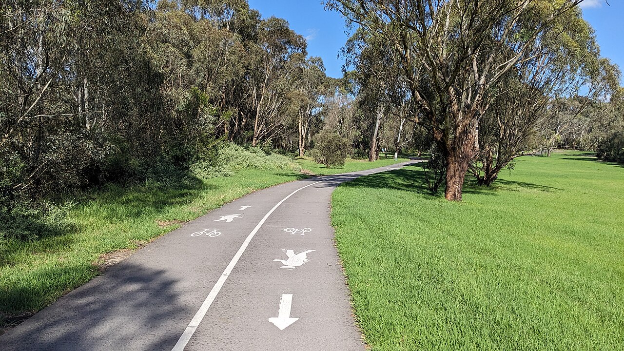 Koonung Creek Trail looking east through open parkland