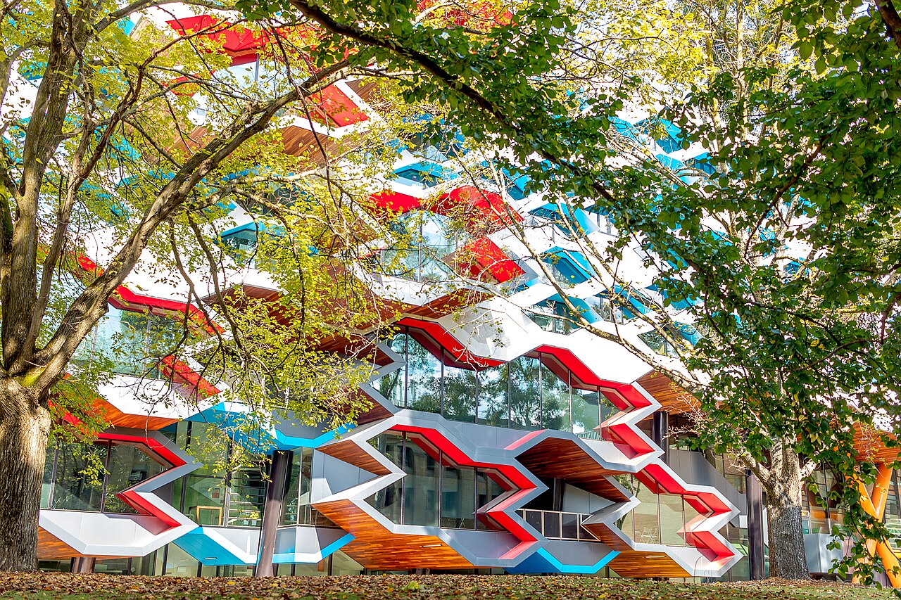 Colourful facade of the La Trobe Institute for Molecular Science