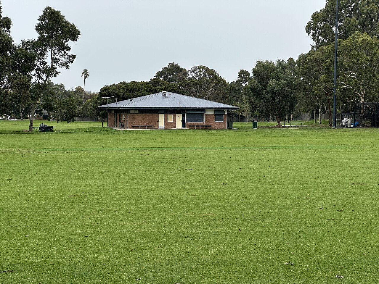 Pavilion across the open lawns of Macleay Park