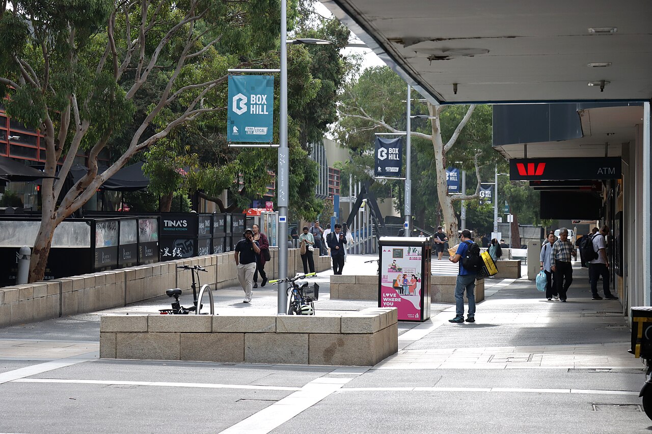 Main Street looking west from Box Hill station