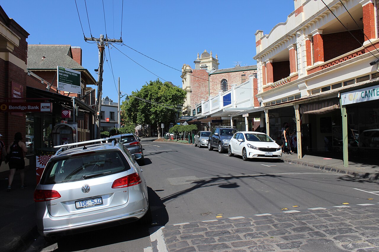 Maling Road shopping strip looking north-east, Canterbury
