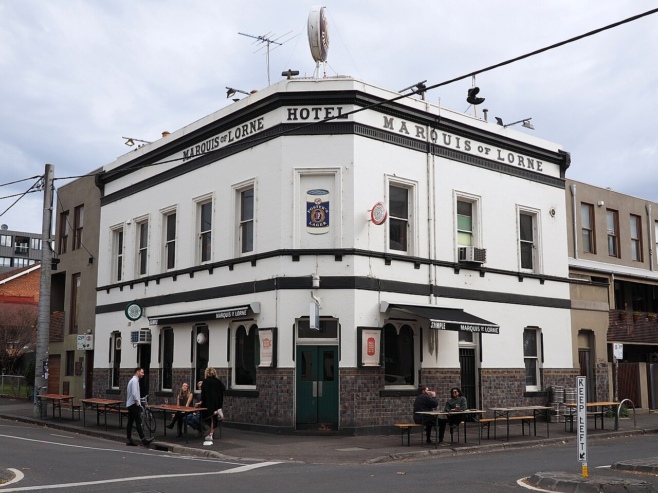 Marquis of Lorne hotel, a white corner pub