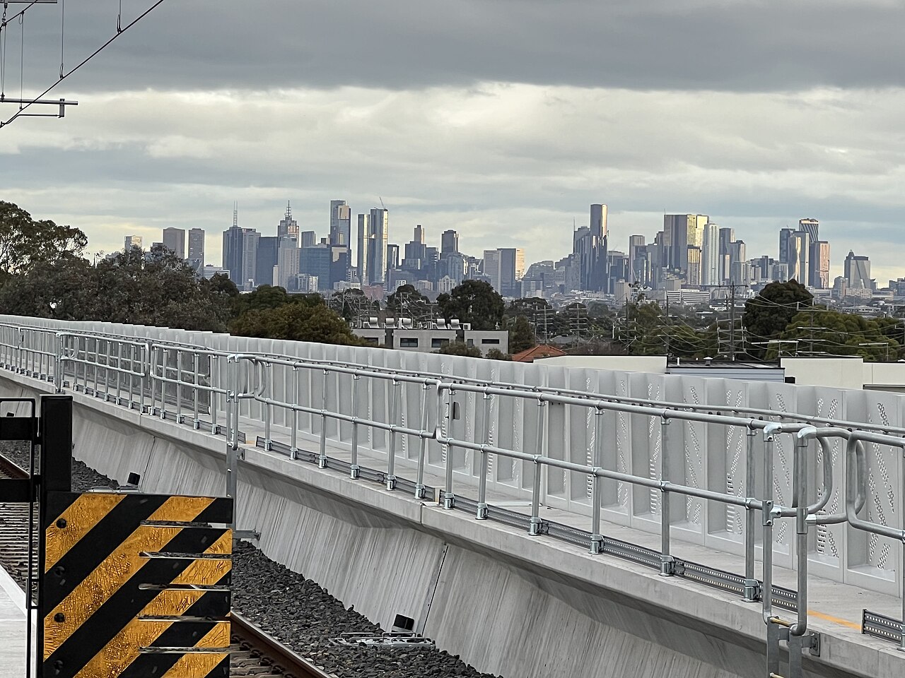 Melbourne CBD skyline viewed from Preston station