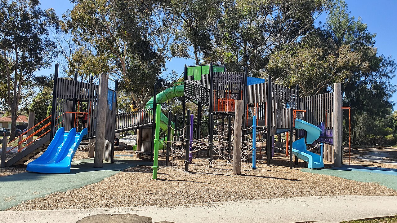 Colourful play equipment at Norris Bank Reserve Playground