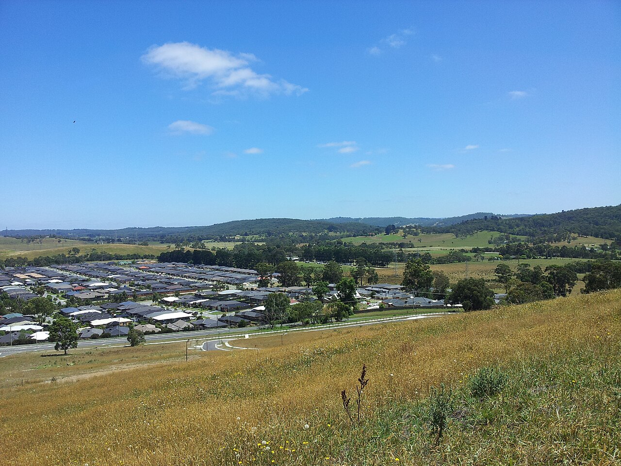 Looking northwest across the Cardinia Grove Estate housing