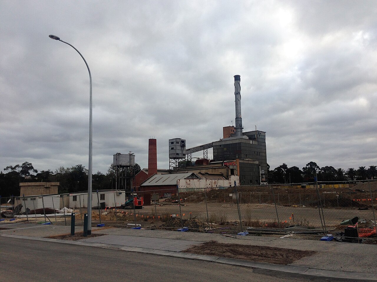 Old paper mill site, Alphington, with chimney