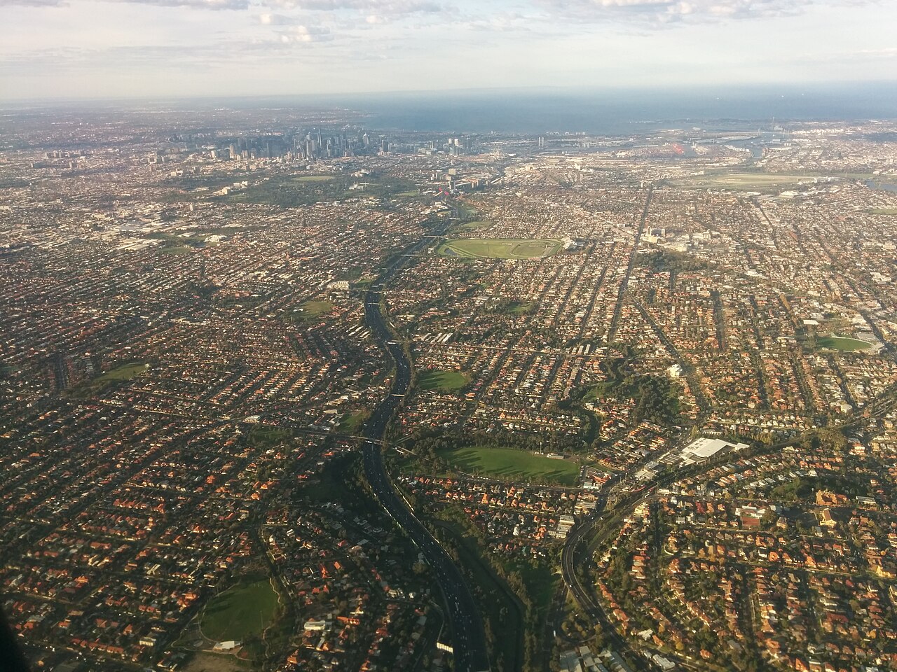 Aerial view over Pascoe Vale and surrounding suburbs