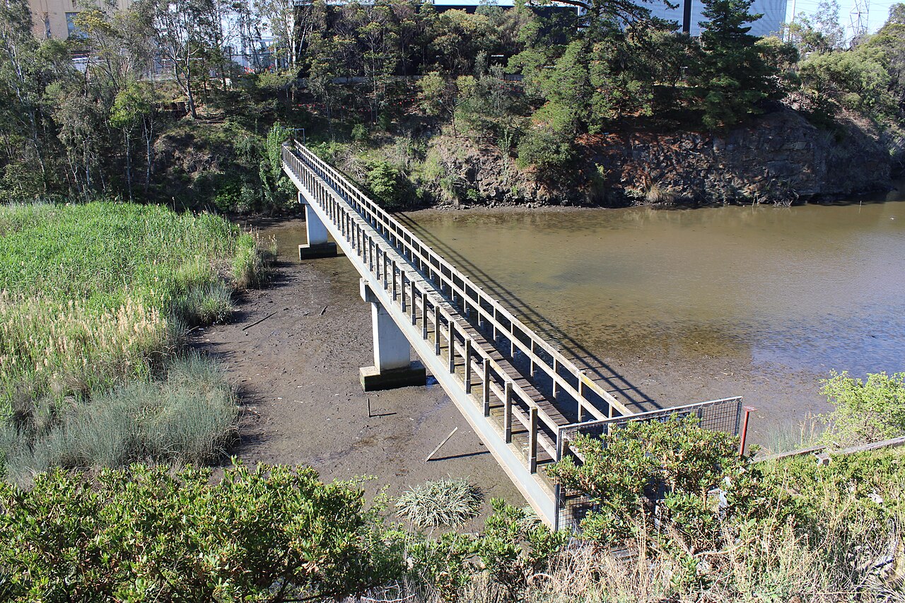 Pedestrian bridge at Burnley Harbour on the Yarra