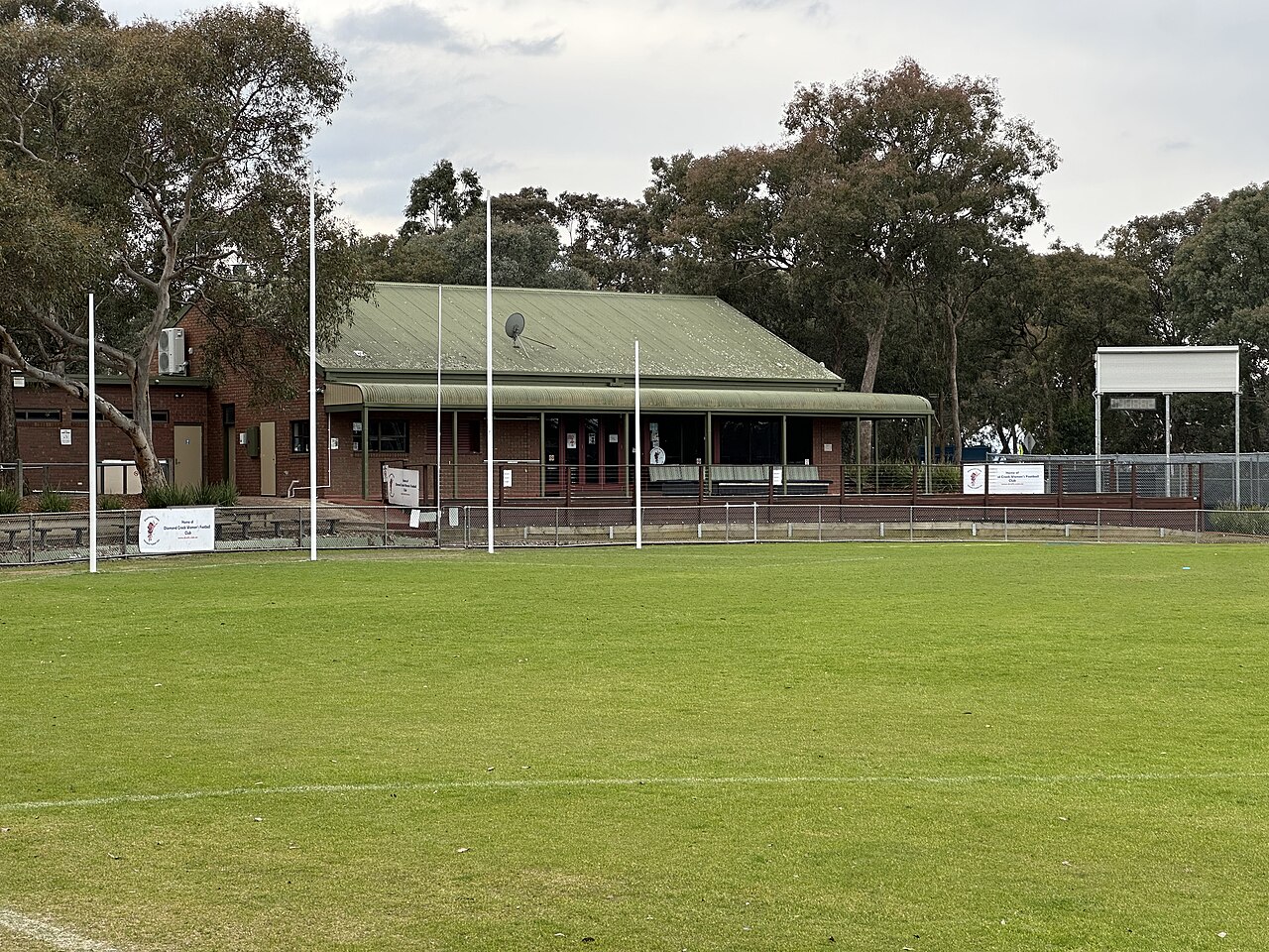Pavilion beside the grassed Plenty War Memorial Oval