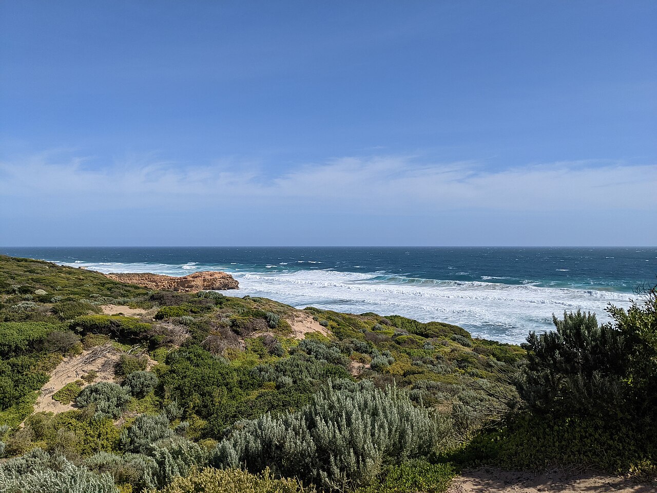Coastal heath and ocean at Point Nepean National Park