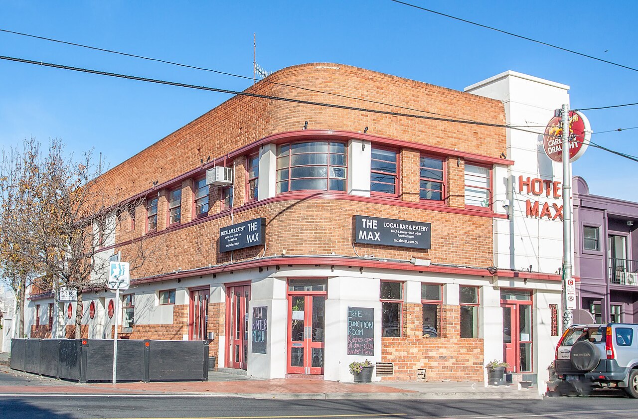 Corner hotel building with Prince Maximilian signage