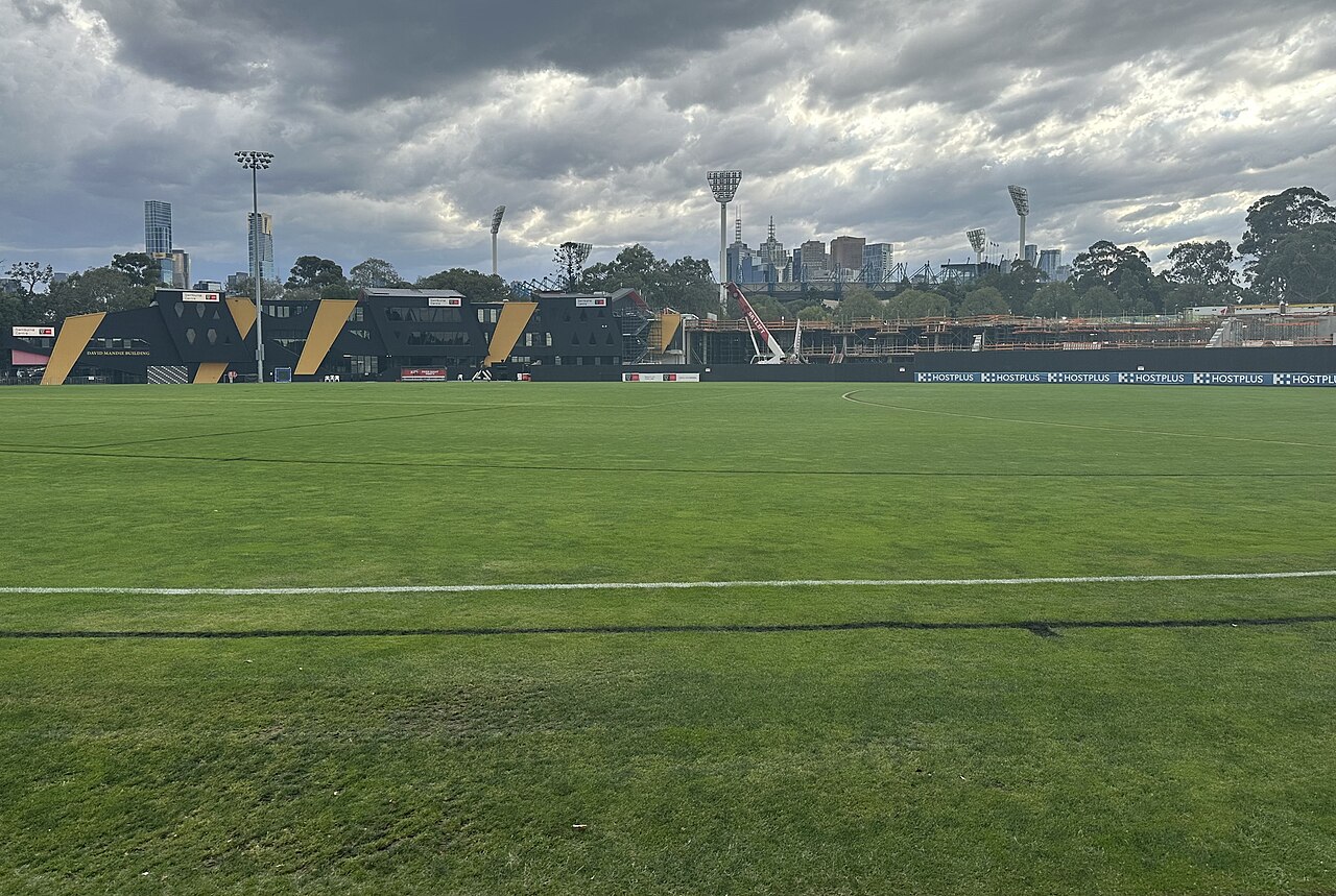 Punt Road Oval under a cloudy sky