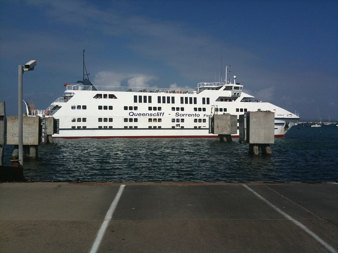 Queenscliff ferry berthed at the terminal