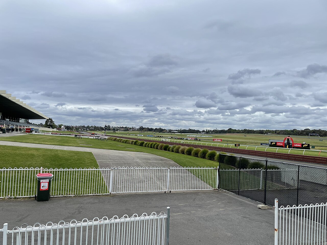 Sandown Racecourse viewed from the grandstand side
