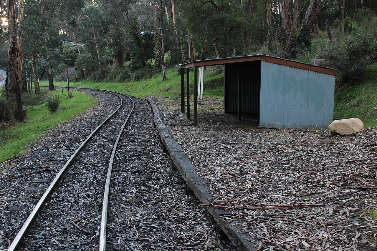 Selby station shelter on the Gembrook railway