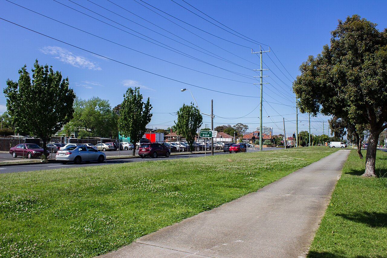 St Georges Road with a grassed median and shared path