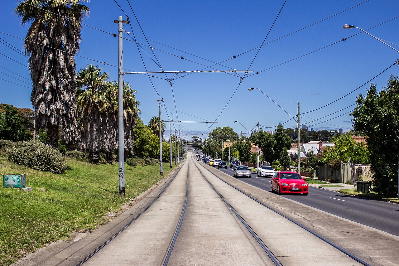 Tram tracks along St Georges Road