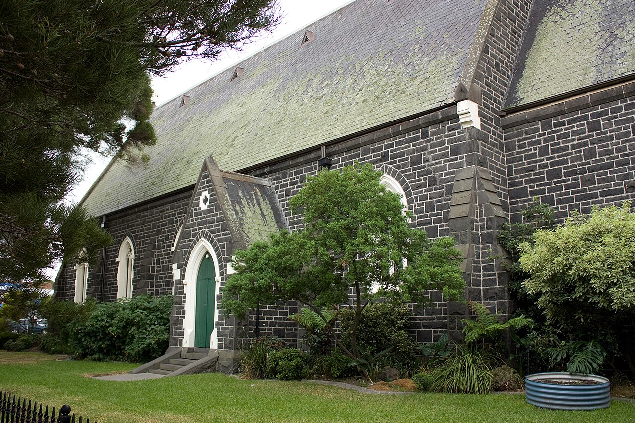 Bluestone side of St Monica's Catholic Church