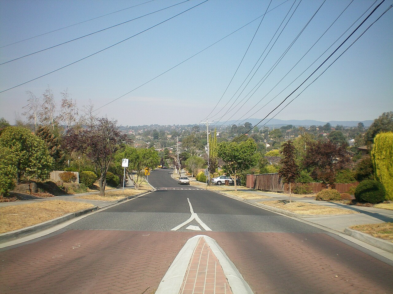 Hilltop residential street in Templestowe