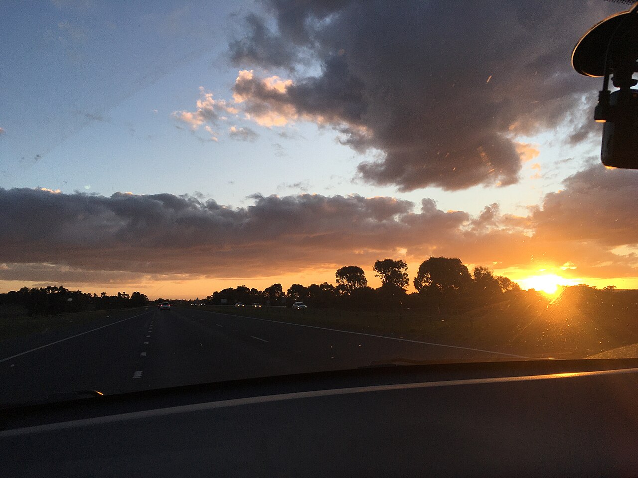 Sunset over the M1 in Tynong North