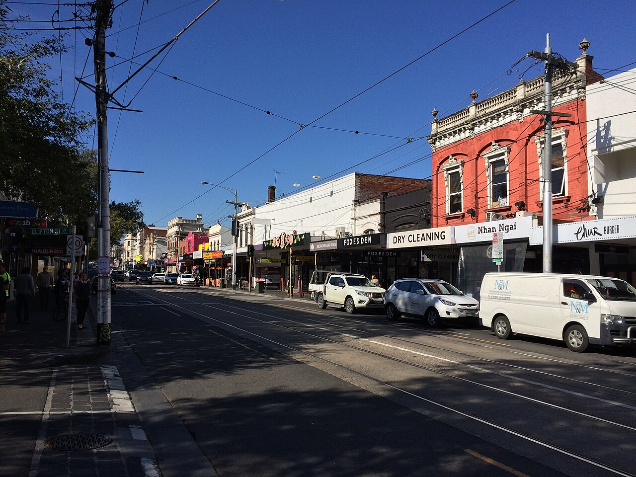 Swan Street on the border of Richmond, with tram lines