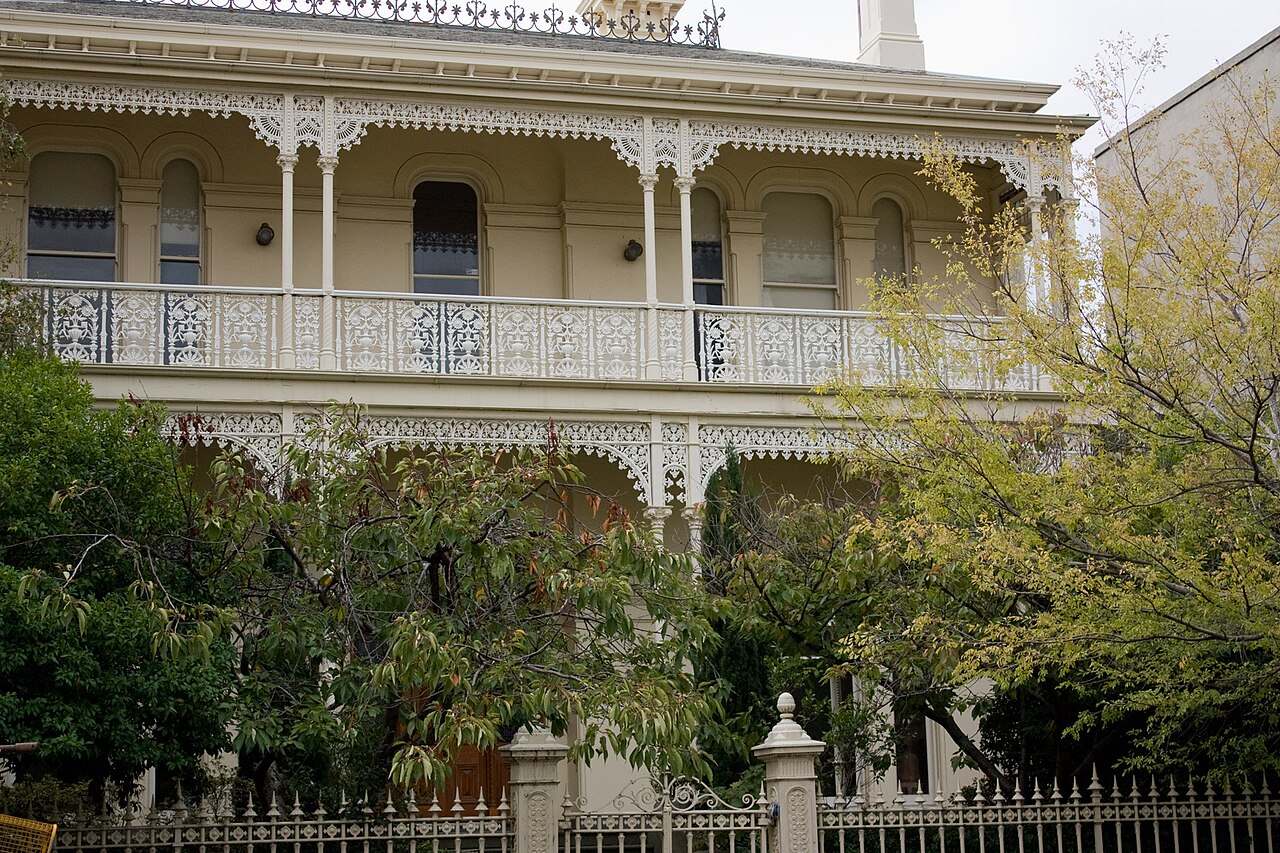 Terrace house with iron lace verandah in East Melbourne