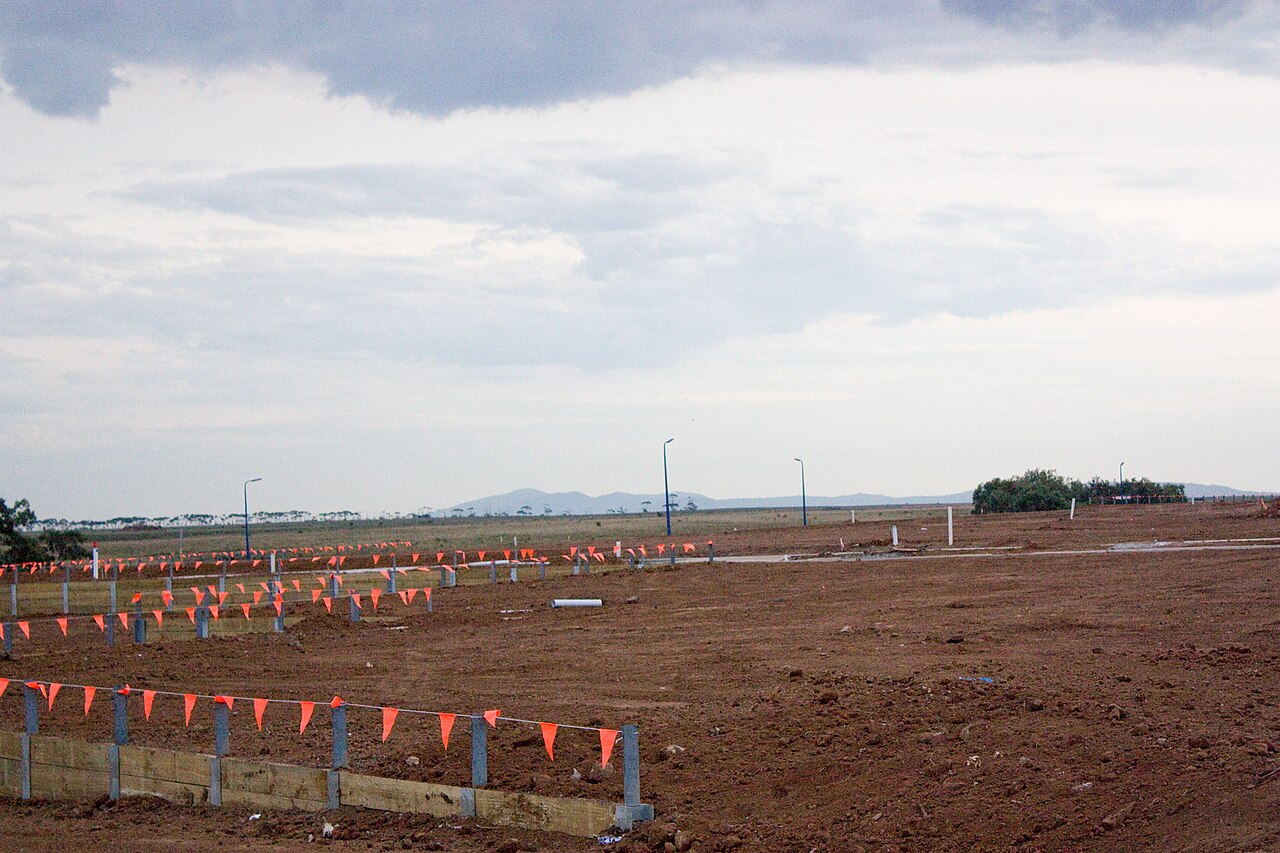 Newly subdivided land at the edge of the suburbs