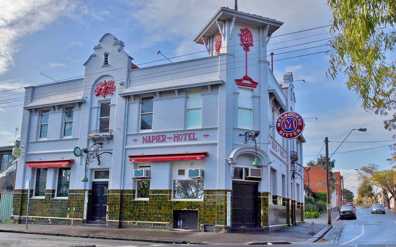 The Napier Hotel, a white corner pub