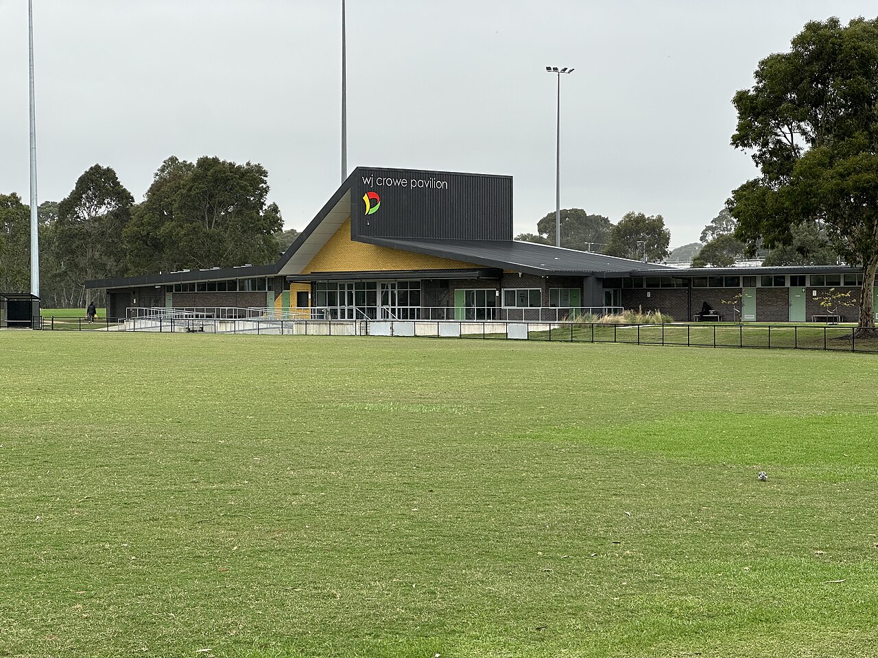 Sports pavilion and playing field at Thomas Carroll Reserve