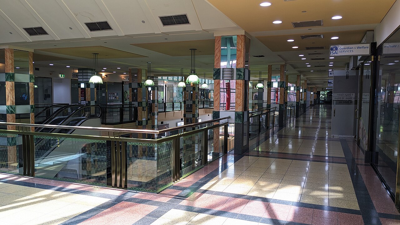 Upper floor of the Paramount Centre shopping arcade