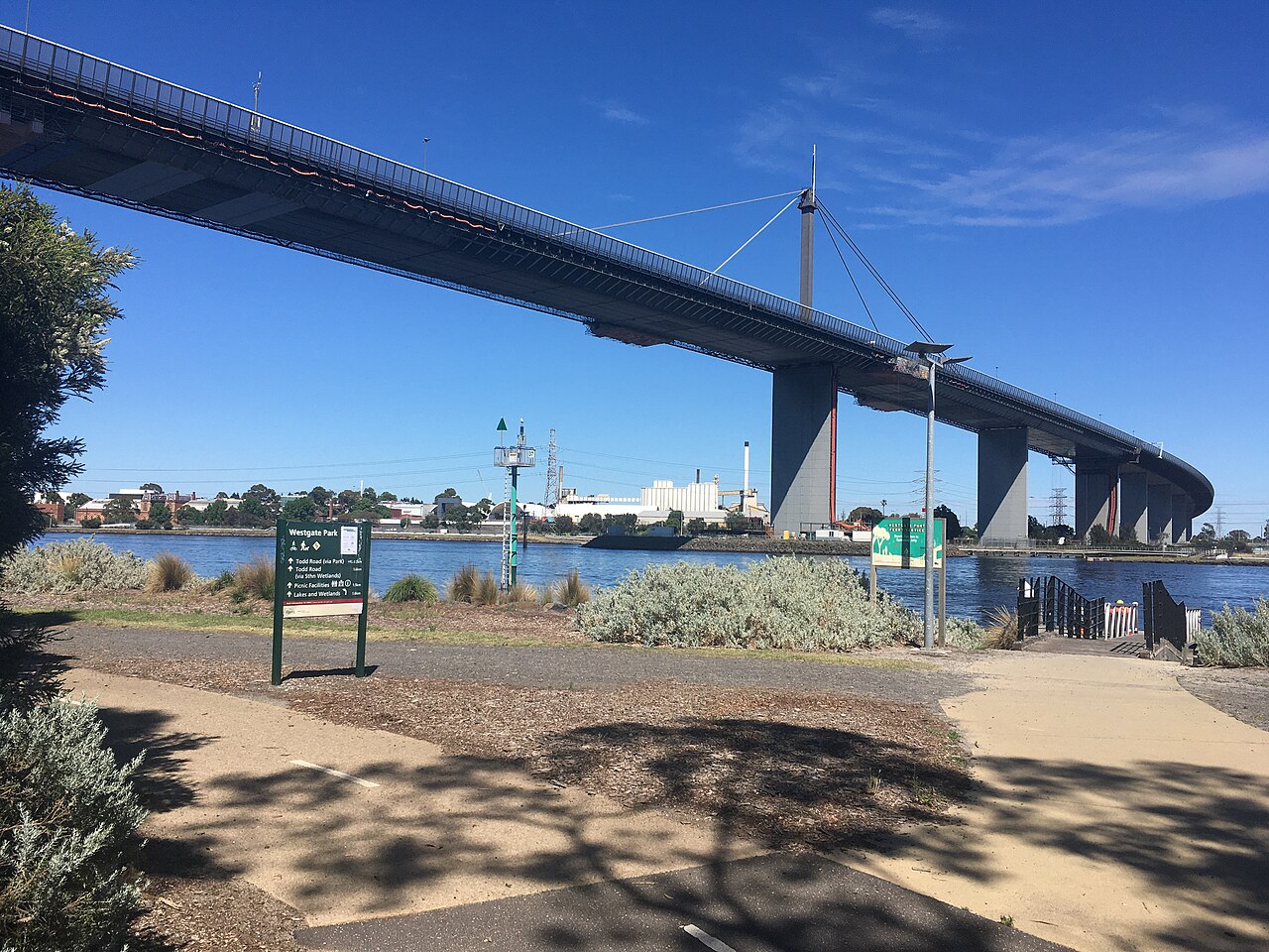 West Gate Bridge seen from Fishermans Bend