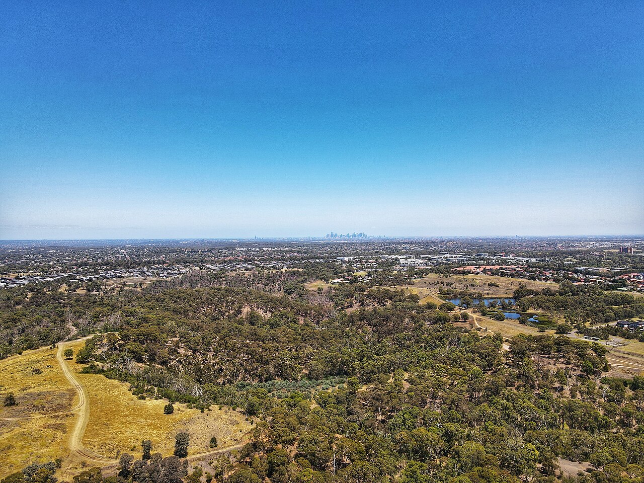 Panorama over Yellow Gum Park and Plenty Gorge